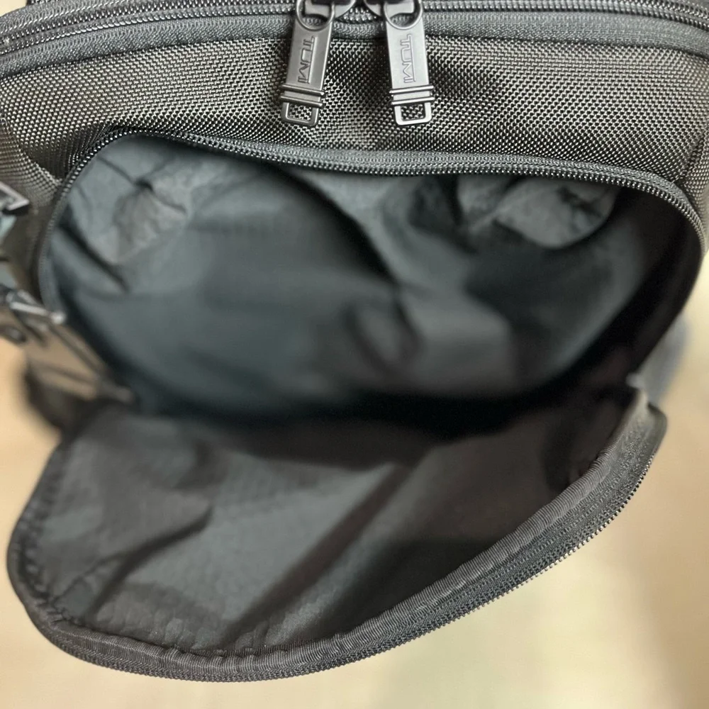 Tumi Backpack Alpha Bravo Black leather details. Pristine condition. - Picture 8 of 9